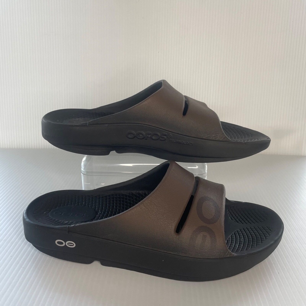 oofos Ooahh Matte Brown Sports Slide Sandals Womens 7 Mens 5